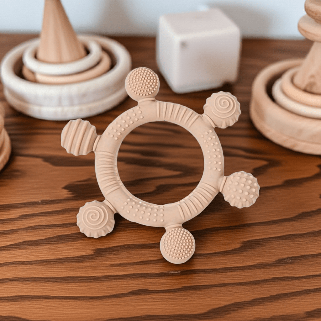 6 - Ball Silicone Sensory Teether & Gum Soother Light Brown - Baby Teether from Senso - Blanky