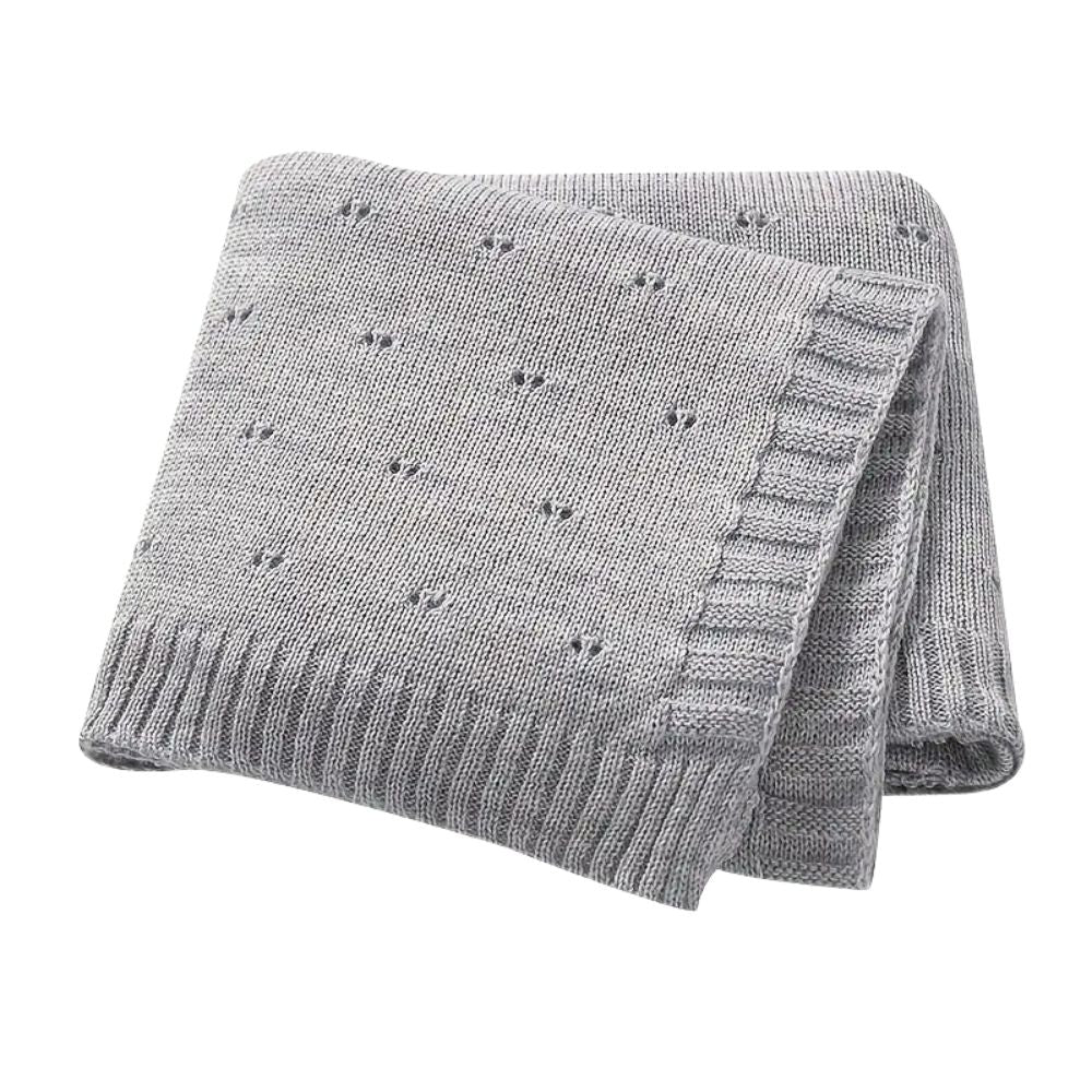 Breathable Hollow Knit Acrylic Blanket (12M+) Grey - toddler knit blanket from Senso - Blanky