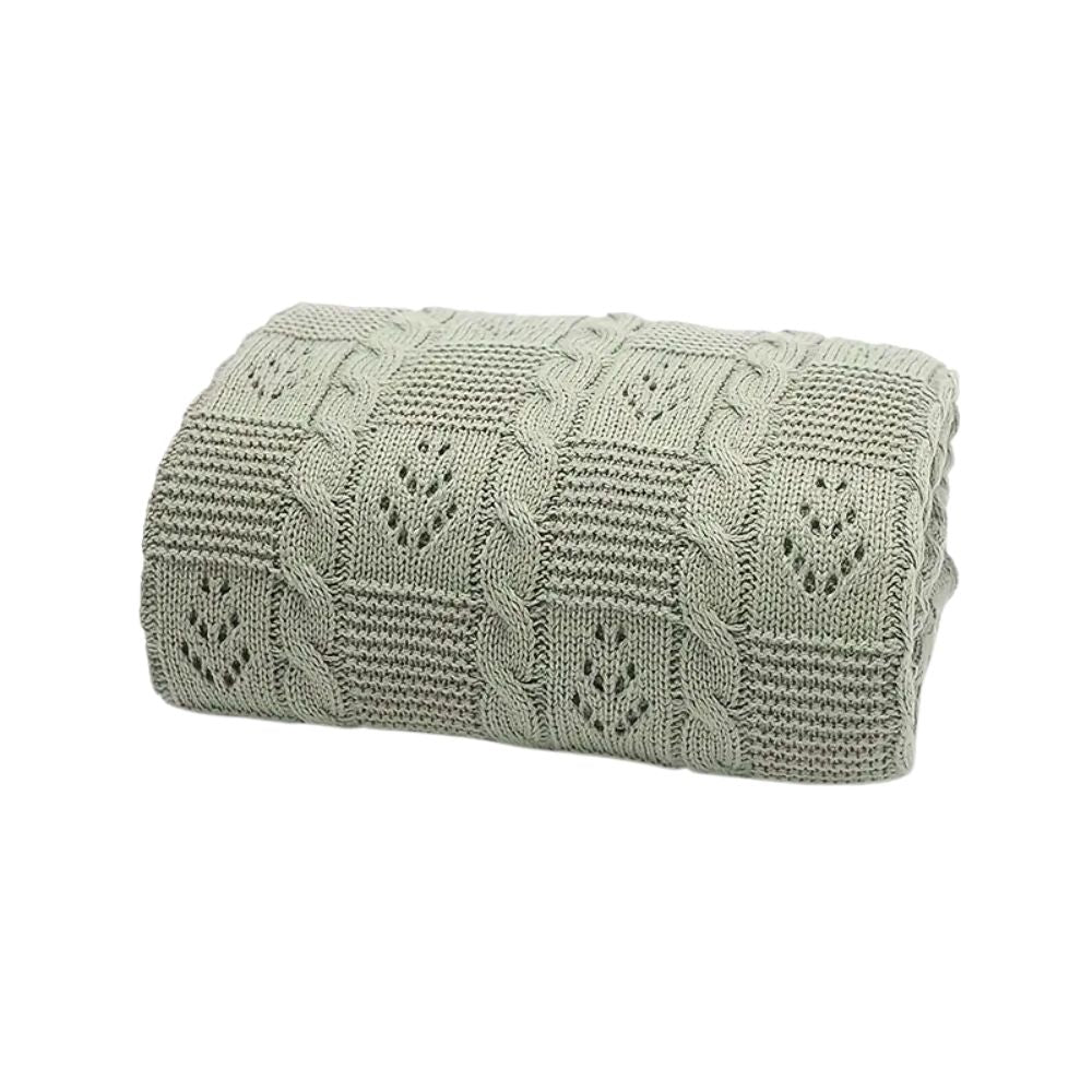Breathable Hollow Knit Acrylic Blanket (12M+) Sage - toddler knit blanket from Senso - Blanky
