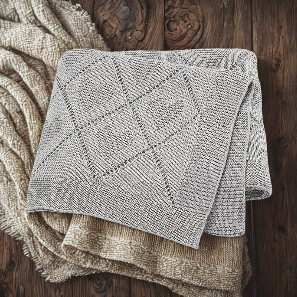 Breathable Hollow Knit Cotton Lovey Blanket Dark Grey - Baby Comfort Blanket from Senso - Blanky