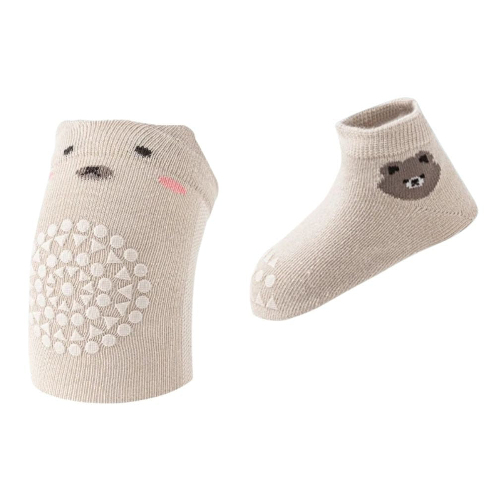 Cotton Crawling Knee Pads & Socks (6M+) Mocca - Baby Safety & Clothing from Senso - Blanky