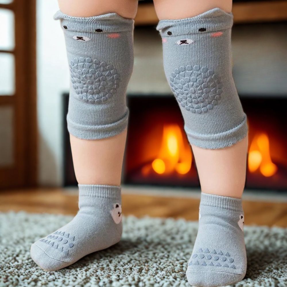 Cotton Crawling Knee Pads & Socks (6M+) Mocca - Baby Safety & Clothing from Senso - Blanky