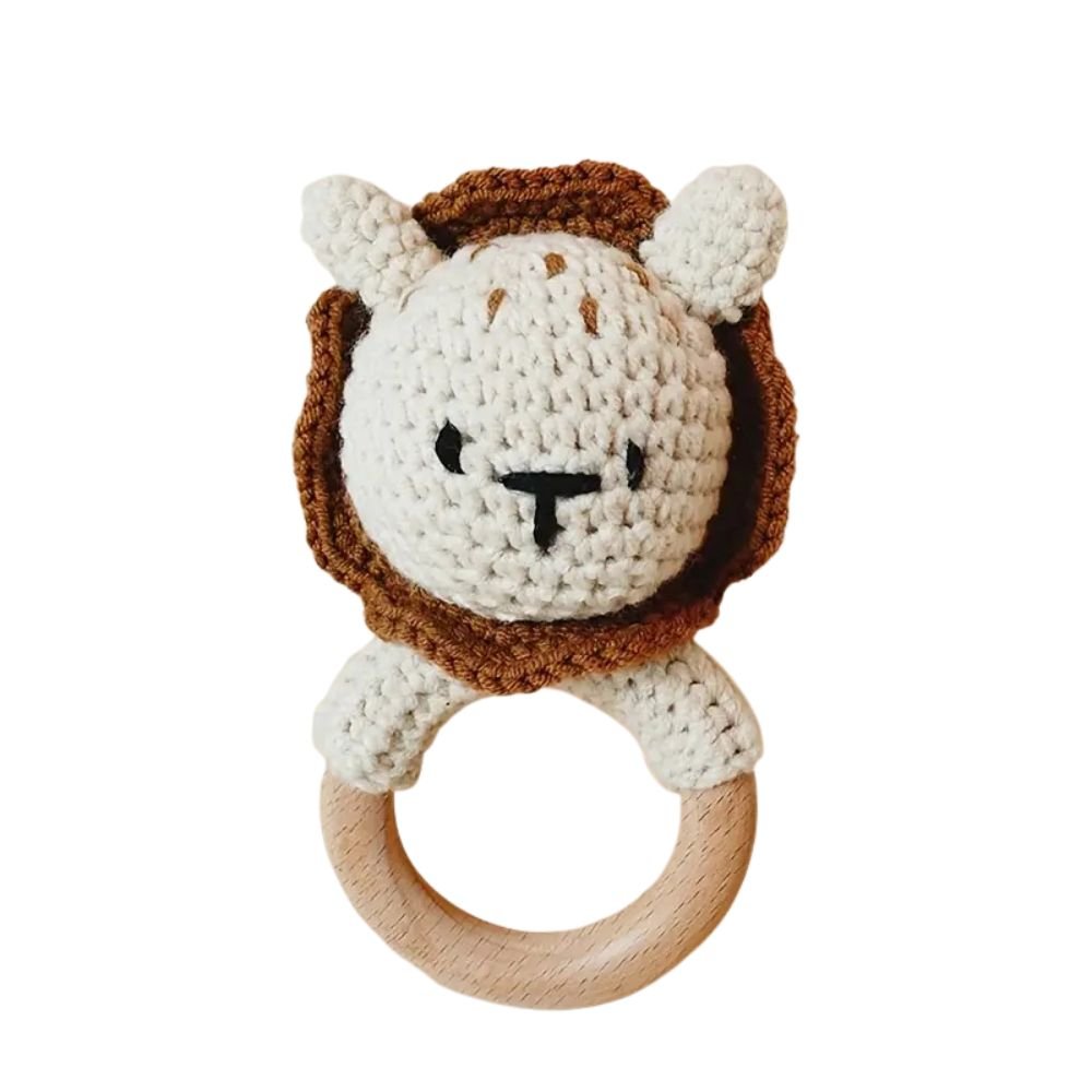 Crochet Animal Rattles (0M+) Beige Lion - Baby Sensory Toy from Senso - Blanky