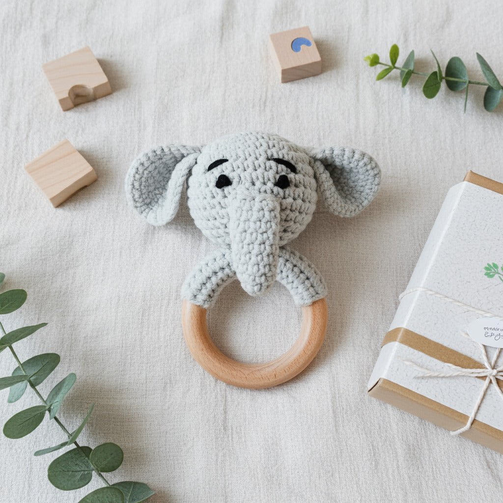 Crochet Animal Rattles (0M+) White Bunny - Baby Sensory Toy from Senso - Blanky