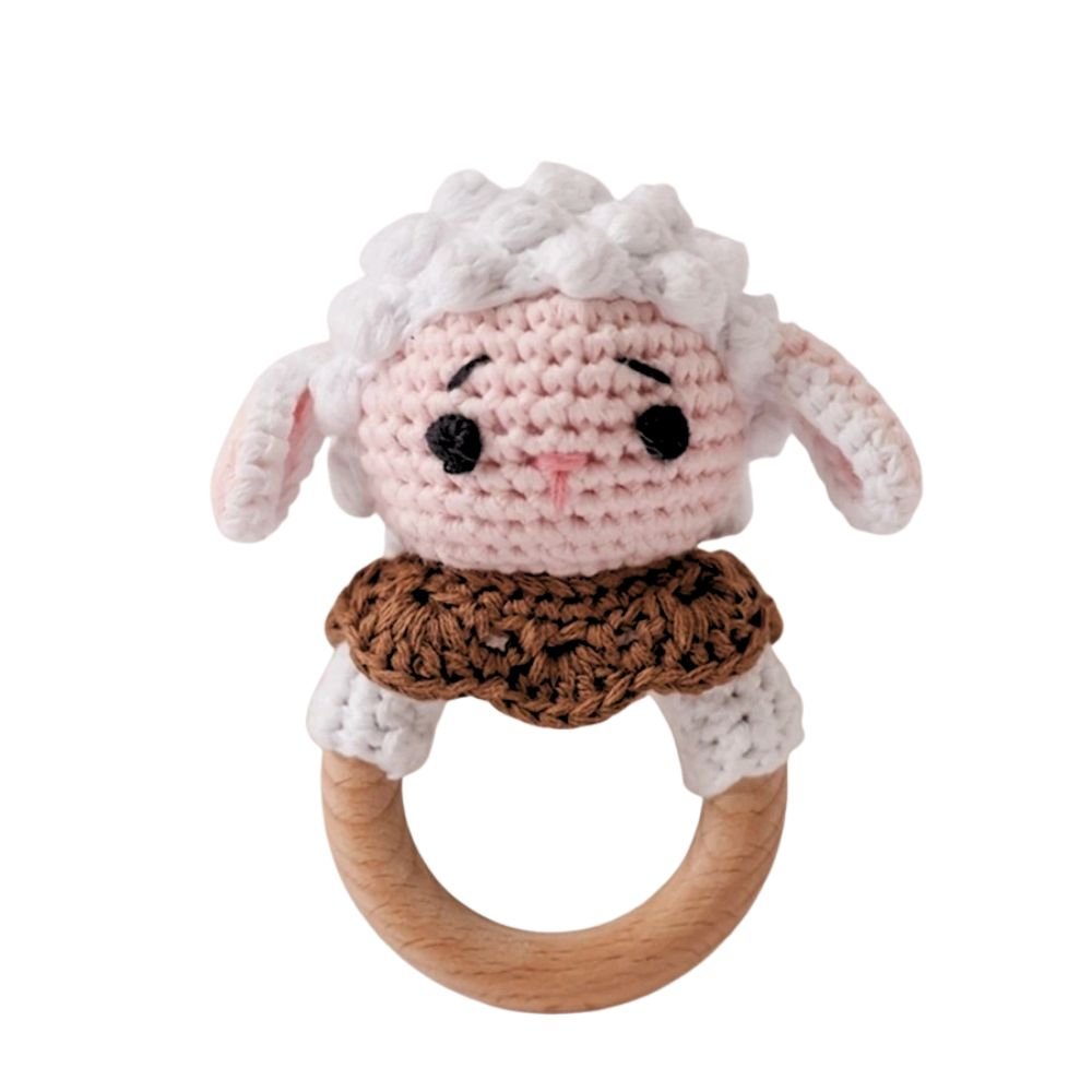 Crochet Animal Rattles (0M+) White Lamb - Baby Sensory Toy from Senso - Blanky