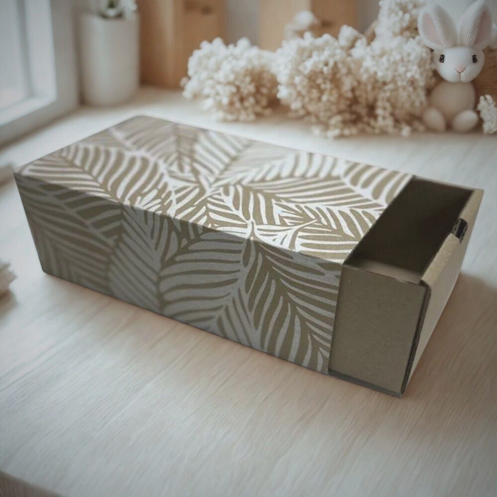 Luxe Gift Box - Kraft White Leaf Sleeve & Base Box - Gift Box from Senso - Blanky