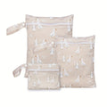 3 piece reusable waterproof wet bag set in dusty pink goose motif - Senso-Blanky
