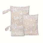 3 piece reusable waterproof wet bag set in dusty pink goose motif - Senso-Blanky