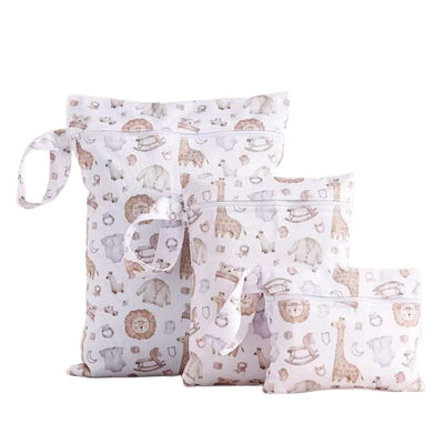 3 - Piece Reusable Waterproof Nappy Wet Bag Set - Baby Lion Safari - Baby Care Essentials from Senso - Blanky