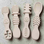 4 - Piece Silicone Teether & Spoon Set | Targeted Relief ( (3M+) Beige - Baby Care Essentials from Senso - Blanky