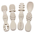 4 - Piece Silicone Teether & Spoon Set | Targeted Relief ( (3M+) Beige - Baby Care Essentials from Senso - Blanky