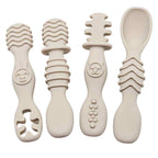 4 - Piece Silicone Teether & Spoon Set | Targeted Relief ( (3M+) Beige - Baby Care Essentials from Senso - Blanky