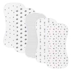 Premium 5-pack of extra-large contoured baby burp cloths crafted from multi-layered 100% pure woven cotton.