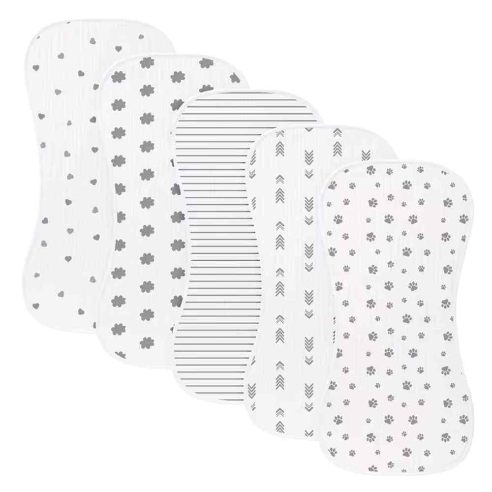 Premium 5-pack of extra-large contoured baby burp cloths crafted from multi-layered 100% pure woven cotton.