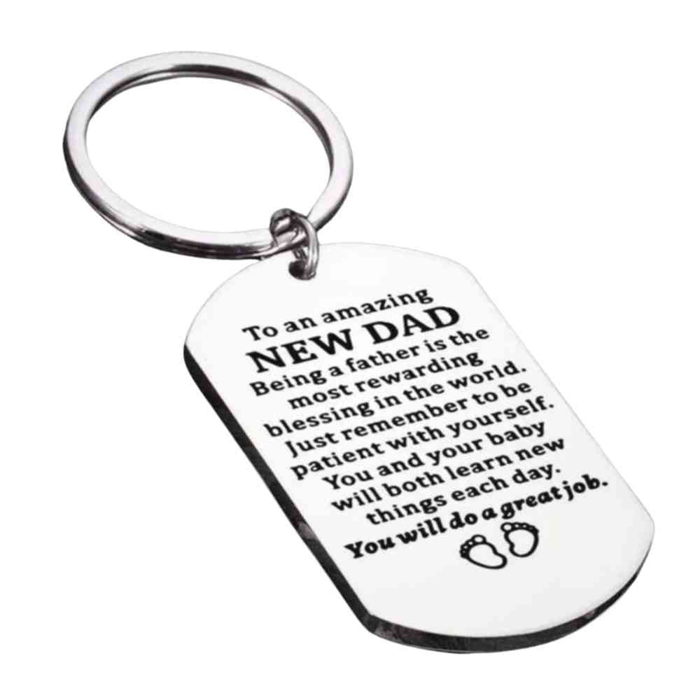 "Amazing New Dad" Engraved Steel Keepsake Keychain - Daddy To Be from Senso-Blanky