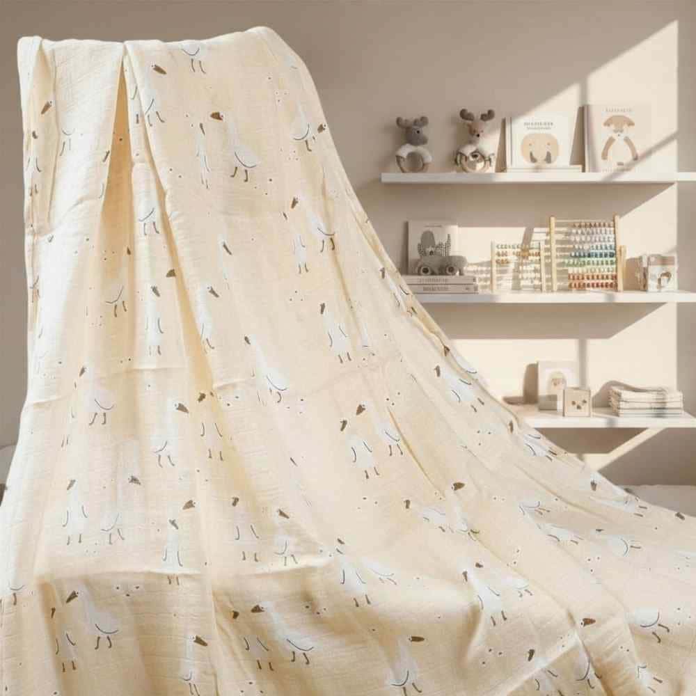 Bamboo Muslin Swaddle Blanket | Goose on Pale Yellow (110x120cm) - Baby Blanket & Swaddle from Senso - Blanky