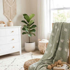 Bamboo Muslin Swaddle Blanket | Sheep on Pale Sage (110x120cm) - Baby Blanket & Swaddle from Senso - Blanky