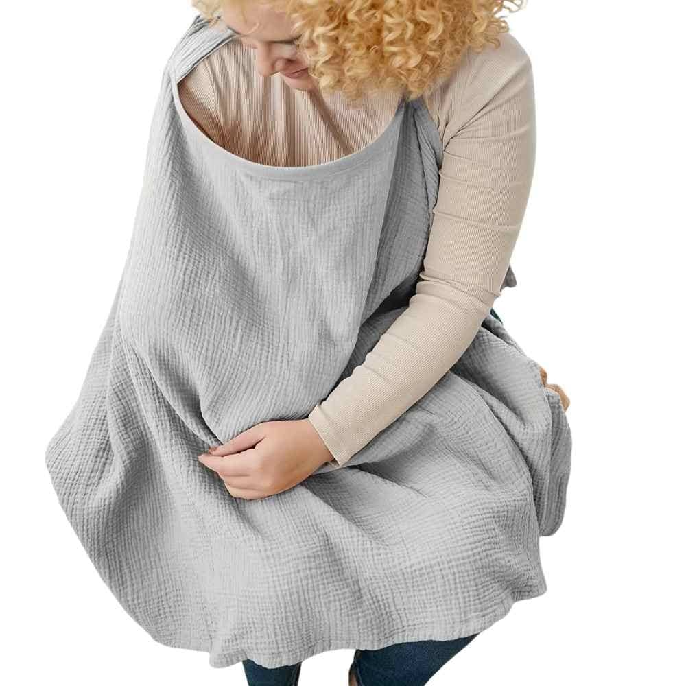 Light Grey 100% cotton nursing cover by Senso-Blanky showing full discreet coverage design.