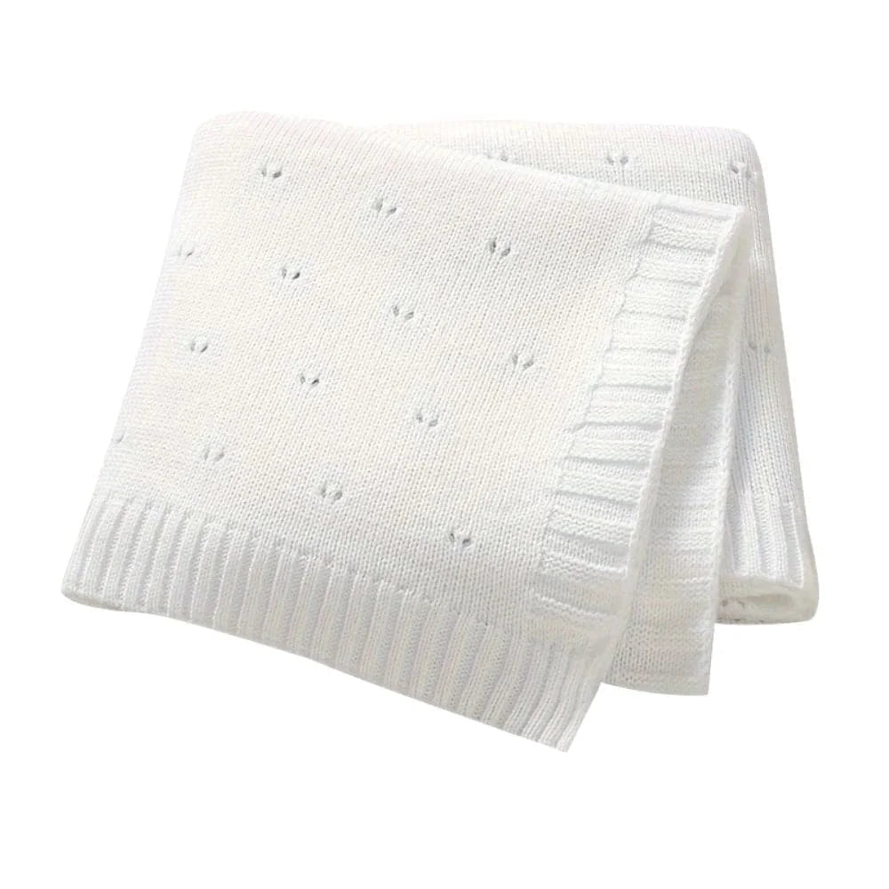 Breathable Hollow Knit Acrylic Blanket (12M+) White - toddler knit blanket from Senso - Blanky