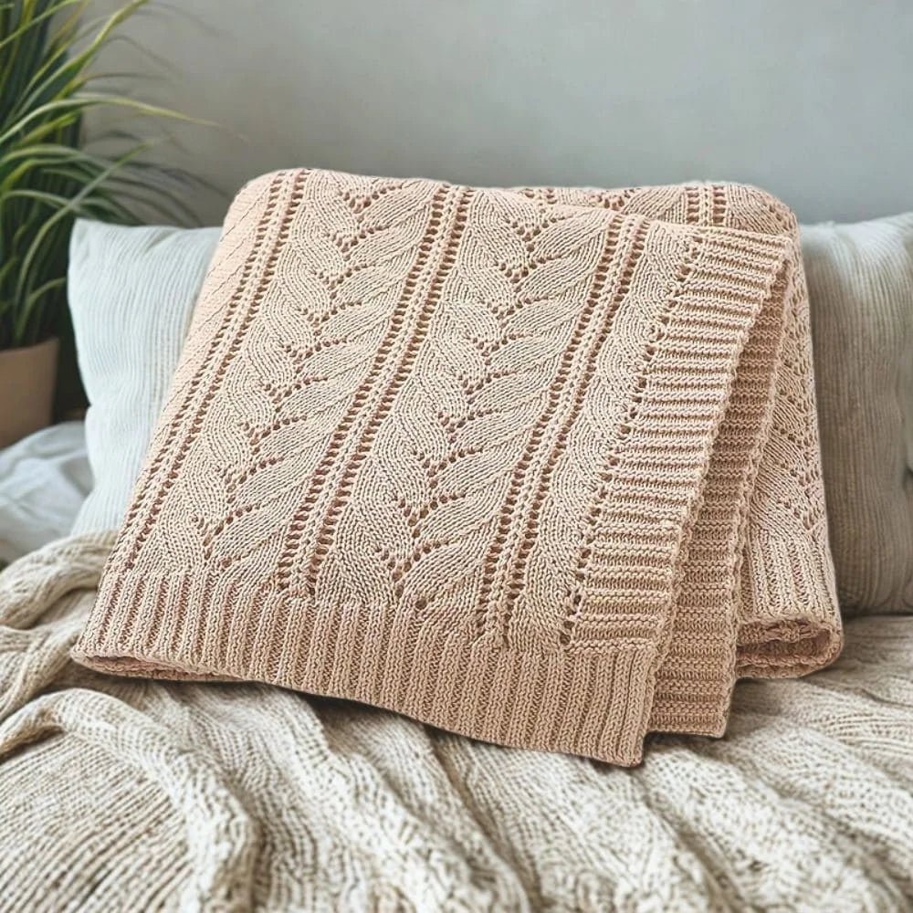 Breathable Hollow Knit Cotton Cot Blanket Light Camel - Baby Blanket & Swaddle from Senso - Blanky