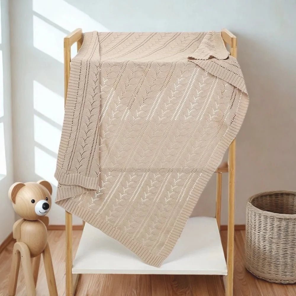 Breathable Hollow Knit Cotton Cot Blanket Light Camel - Baby Blanket & Swaddle from Senso - Blanky