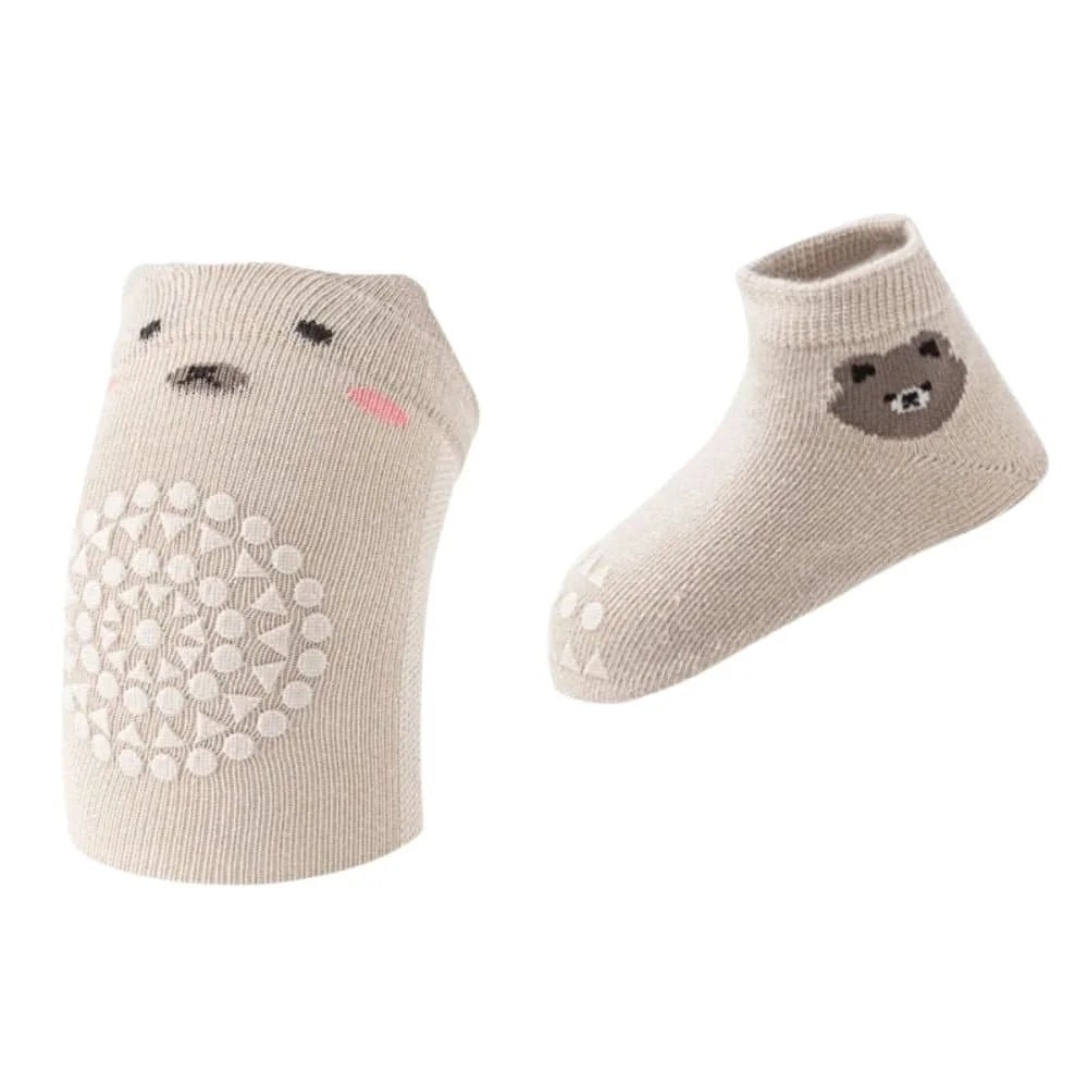Cotton Crawling Knee Pads & Socks (6M+) Mocca - Baby Safety & Clothing from Senso - Blanky