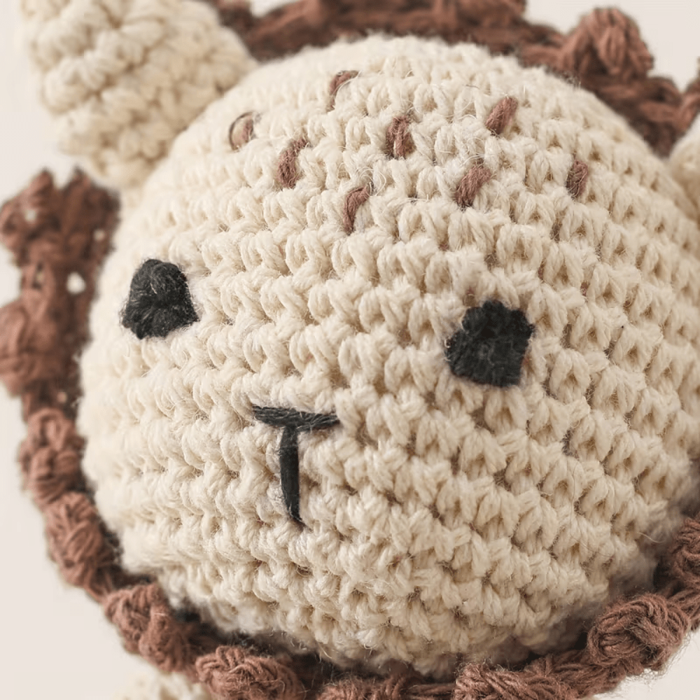 Crochet Animal Rattles with Natural Wood Teether Ring (0M+) - Lion - Rattles from Senso-Blanky
