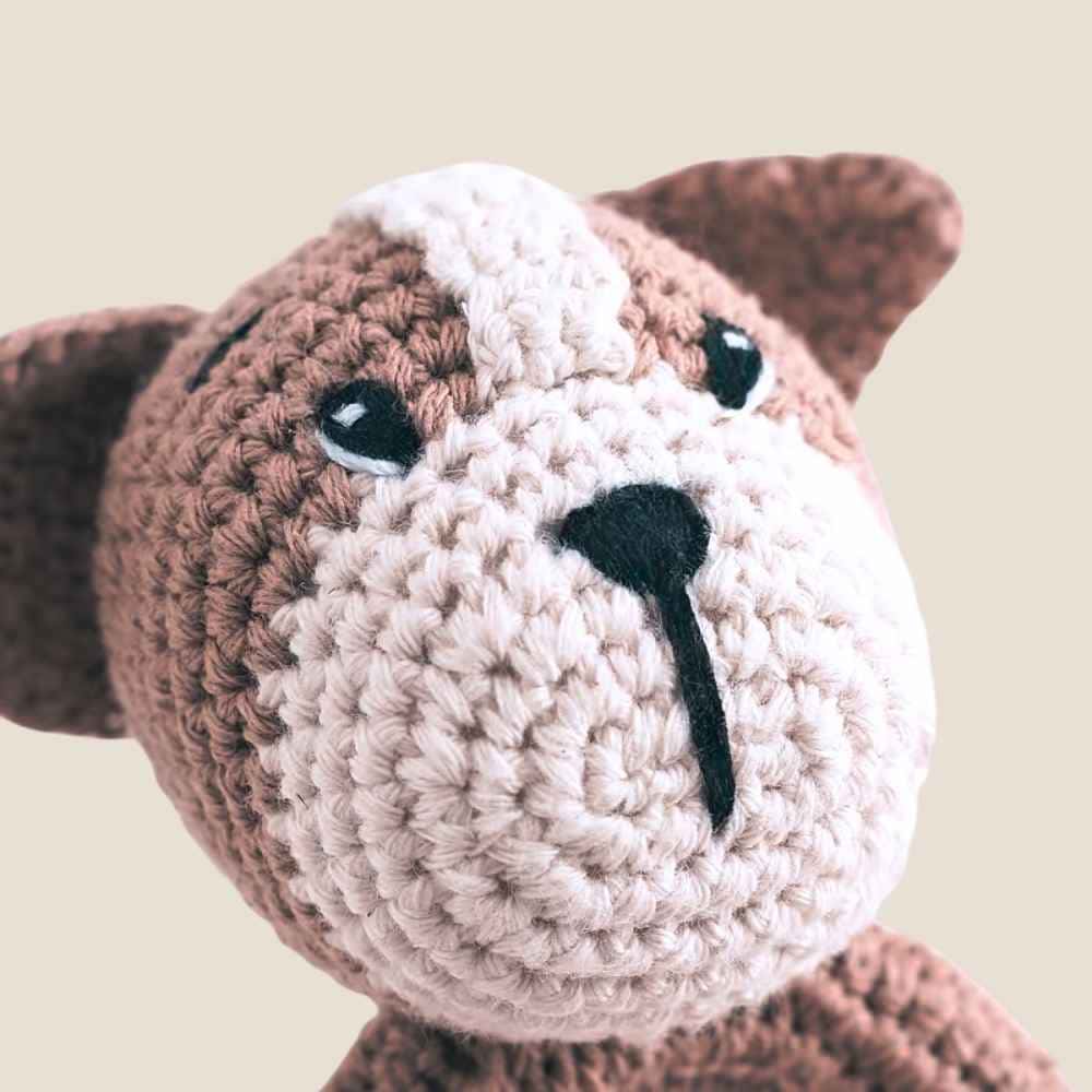 Crochet Puppy Rattle with Natural Wood Teether Ring (0M+) - Rattles from Senso - Blanky