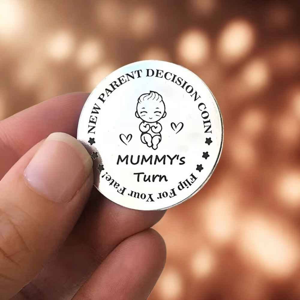 Fun Parent Decision Coin - Double - Sided Stainless Steel with Keyring Pouch - Daddy-To-Be from Senso - Blanky