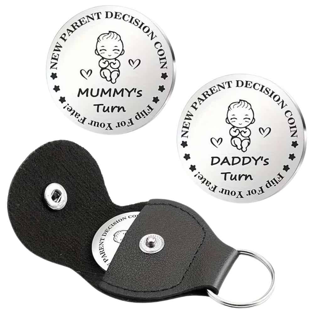 Fun Parent Decision Coin - Double - Sided Stainless Steel with Keyring Pouch - Daddy To Be from Senso - Blanky