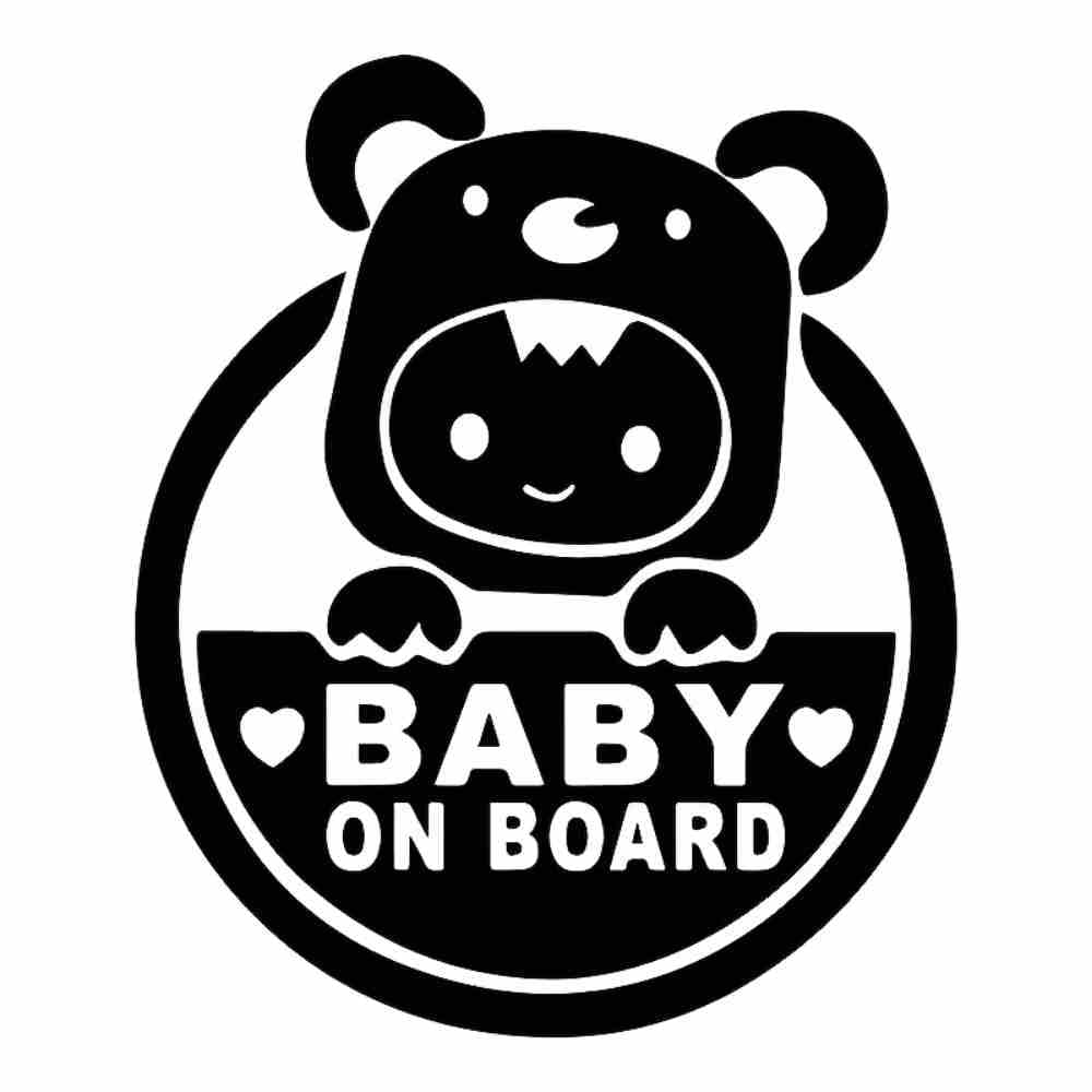 Holographic Baby on Board Car Decal - Cute Bear Design (15x13cm) Black - Car Decal from Senso - Blanky