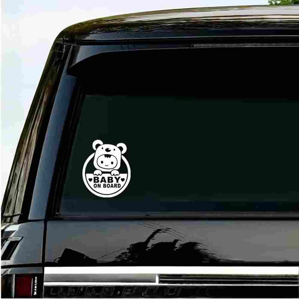 Holographic Baby on Board Car Decal - Cute Bear Design (15x13cm) Black - Car Decal from Senso - Blanky