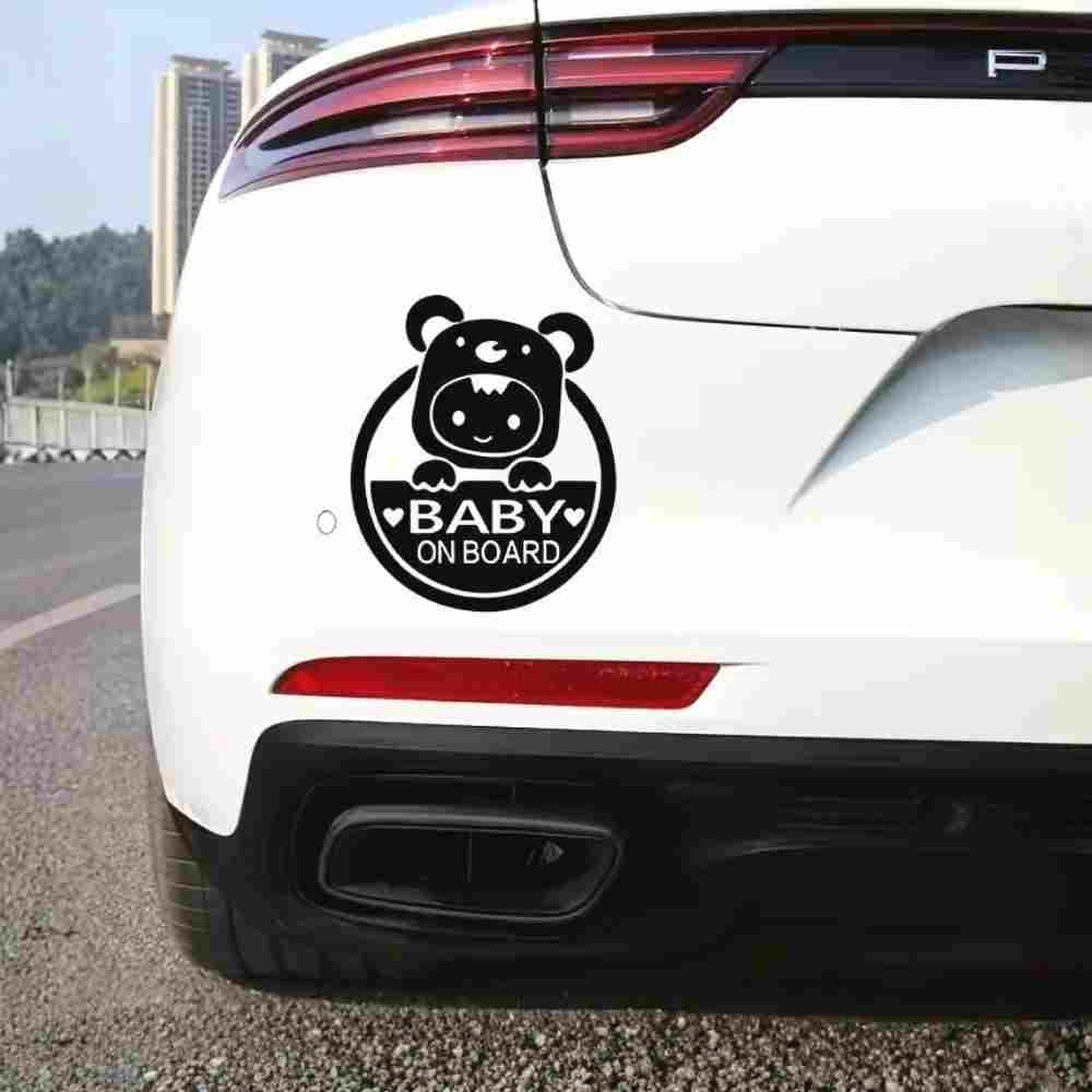 Holographic Baby on Board Car Decal - Cute Bear Design (15x13cm) Black - Car Decal from Senso - Blanky
