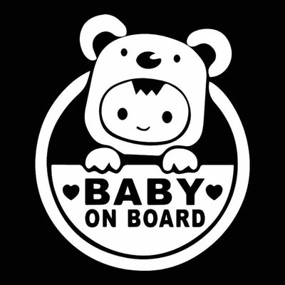 Holographic Baby on Board Car Decal - Cute Bear Design (15x13cm) White - Car Decal from Senso - Blanky