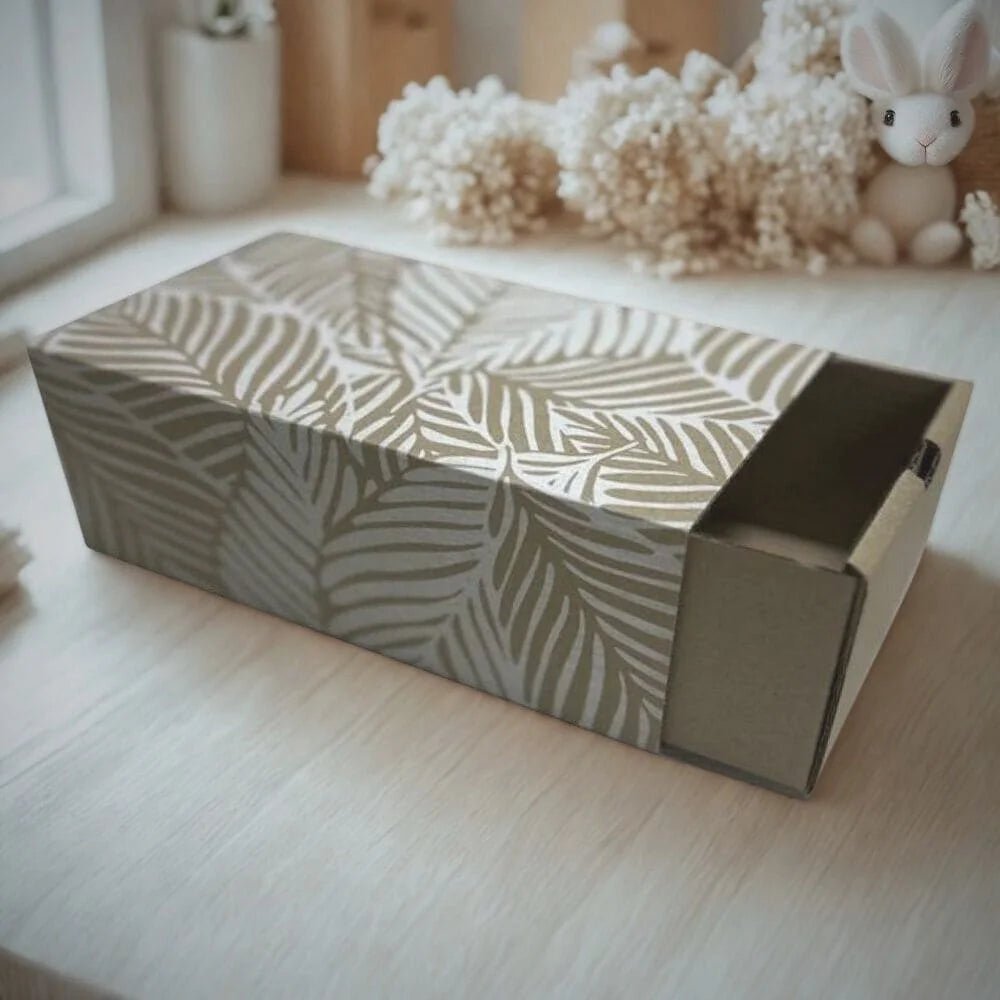 Luxe Gift Box - Kraft White Leaf Sleeve & Base Box - Gift Box from Senso - Blanky