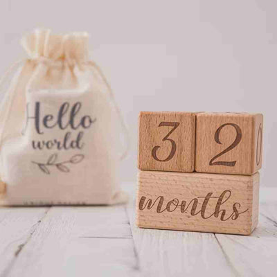 Premium 3-Piece Natural Wooden Milestone Block Set - Nursery Decor & Keepsakes from Senso-Blanky