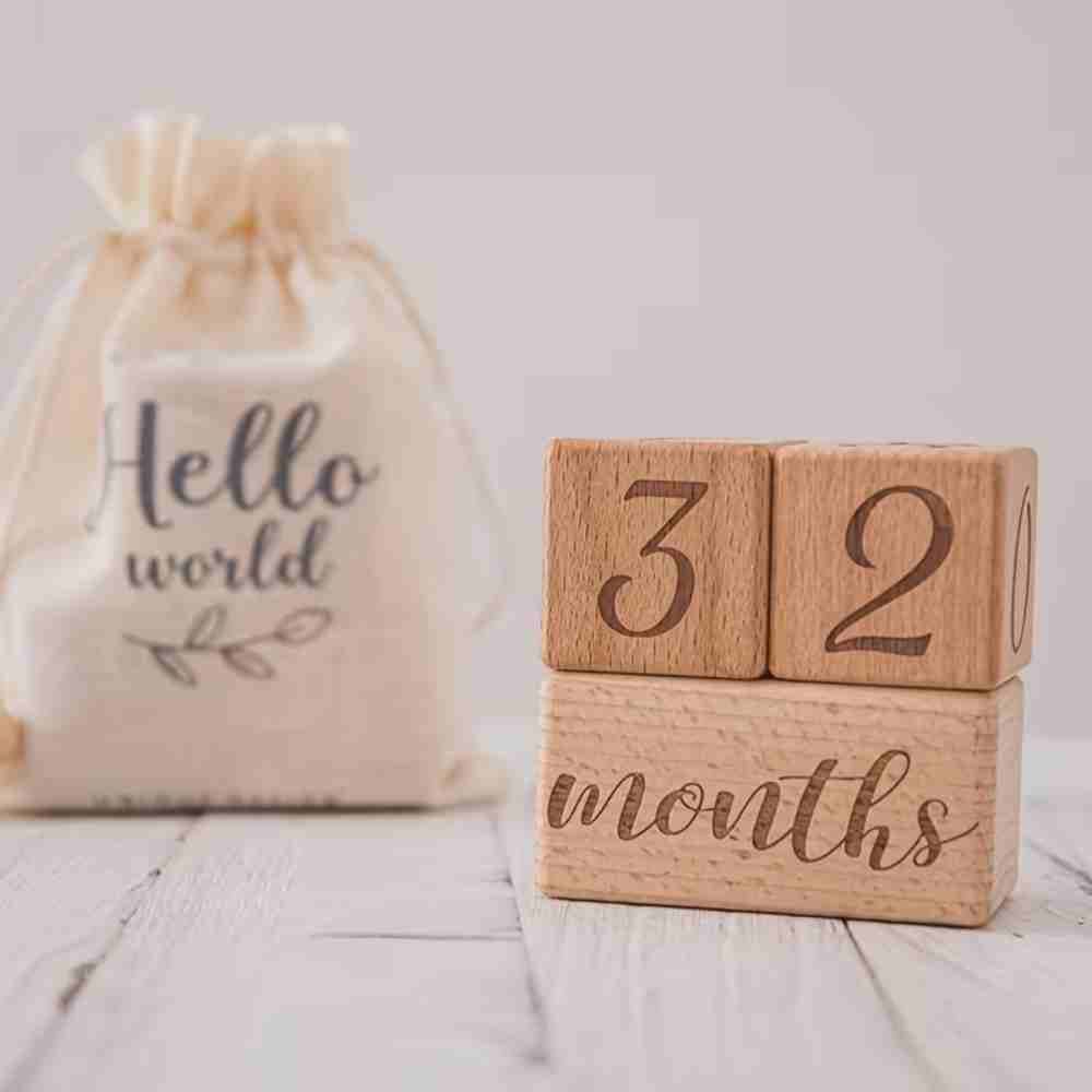 Natural Wooden Milestone Block Set - Nursery Decor & Keepsakes from Senso - Blanky