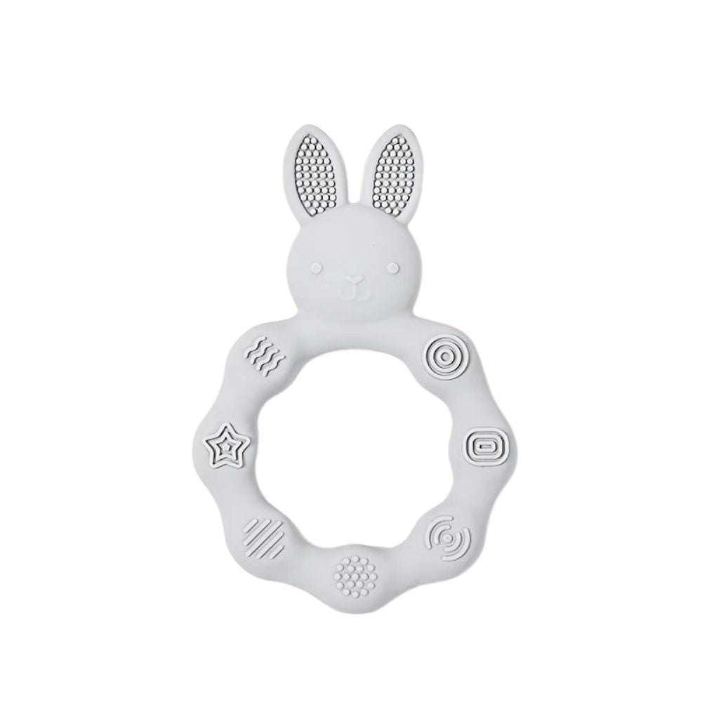 Silicone Rabbit Sensory Grip Teether (3M+) Gray Rabbit - Baby Teether from Senso - Blanky