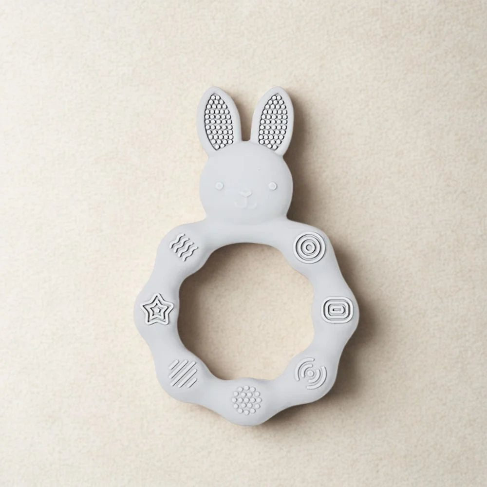 Silicone Rabbit Sensory Grip Teether (3M+) Gray Rabbit - Baby Teether from Senso - Blanky