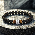 Tiger's Eye & Frosted Stone New Dad's Bracelet - keepsake gift for pregnancy reveal - from Senso-Blanky